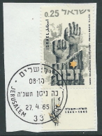 1965 ISRAELE USATO LIBERAZIONE CAMPI DI CONCENTRAMENTO CON APPENDICE - T8-9 - Used Stamps (with Tabs)