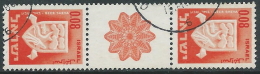 1965-67 ISRAELE USATO STEMMI DI CITTA 8+8 A TETE BECHE CON PONTE - T9 - Used Stamps (with Tabs)