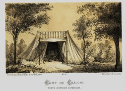 Litho CAMP DE CHALONS TENTE D'OFFICIER  GUERRE De 1870 1871 - Col.Garde Nationale Mobile De La Seine 7éme Bat. Militaria - Altri & Non Classificati