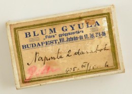 1935 'Blum Gyula Flóra Gyógyszertára' Felíratú Papír Gyógyszeres... - Altri & Non Classificati