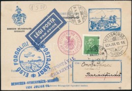 1934 ElsÅ‘ Légiposta LevelezÅ‘lap Debrecen - Nyíregyháza - Miskolc - Other & Unclassified