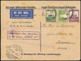 1933 Gerle Földközi Tengeri Körrepülés Légi LevelezÅ‘lap Haifából... - Other & Unclassified