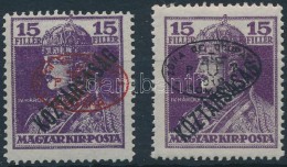 ** Debrecen I. 1919 2 Db Károly/Köztársaság 15f Piros és Fekete... - Altri & Non Classificati