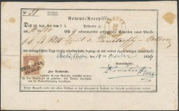 1859 10kr Tértivevényen / On Retour Recepisse 'KREUTZ' - 'BELLOVAR' - Other & Unclassified