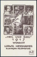 ** ,,Heil Und Sieg' 1917 Wünscht Hesshaimer Emlékív, Reprodukció - Andere & Zonder Classificatie