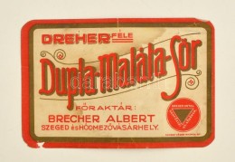 Cca 1910 Dreher-féle Dupla Malátasör Sörcímke, Sérült, 8x12 Cm - Advertising