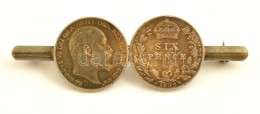 Ezüst(Ag) KitÅ±zÅ‘, Angol 6 Pennys érmékkel, Jelzés Nélkül, H: 6 Cm,... - Altri & Non Classificati
