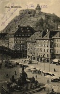 T2/T3 Graz, Hauptplatz, Café Nordstern / Main Square, Market, Tram, Shops, Clock Tower (EK) - Unclassified