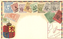 ** T1 Mauritius, Set Of Stamps, Coat Of Arms, Map, Ottmar Zieher's Carte Philatelique Nr. 88. Emb. Litho - Non Classificati