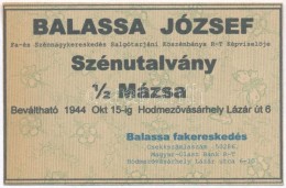 ~1940. 1/2 Mázsa Szénutalvány 'Balassa József Fa- és... - Non Classificati