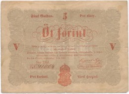 1848. 5Ft 'Kossuth Bankó' Vörösesbarna Nyomat T:III,III- Adamo G109 - Unclassified