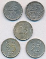 Dánia 1919-1921. 25ö Ag (2xklf) + Svédország 1956-1961. 25ö Ag (3xklf)... - Non Classificati