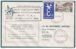 POLYNESIE  1958  LIAISON DIRECTE FRANCE-POLYNESIE  CACHET D'ARRIVEE - Cartas & Documentos