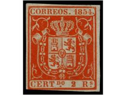 (*) ESPAÑA. Ed.25. 2 Reales Rojo. Tres Grandes Márgenes Y El Inferior Muy Ajustado Por La... - Other & Unclassified