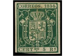 (*) ESPAÑA. Ed.26. 5 Reales Verde. Color Fresco Y Tres Grandes Márgenes, El Inferior Ajustado... - Autres & Non Classés