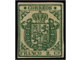 * ESPAÑA. Ed.32. 2 Cuartos Verde. Color Muy Intenso, Tres Grandes Márgenes Y El Izquierdo Algo... - Autres & Non Classés