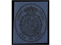 * ESPAÑA. Ed.38p. 1 Libra Negro S. Azul Oscuro, ERROR DE COLOR Del Papel. Cat. 115€. - Andere & Zonder Classificatie