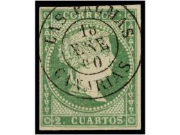 ° ESPAÑA. Ed.47. 2 Cuartos Verde. Mat. Fechador LAS PALMAS/CANARIAS. MAGNÍFICO. - Andere & Zonder Classificatie