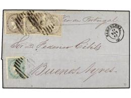ESPAÑA. Ed.91, 92. 1867. BARCELONA A BUENOS AIRES (Argentina). 10 Cts. Verde Y 20 Cts. Lila... - Other & Unclassified