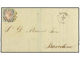 ESPAÑA. Ed.95. 1868. CORUÑA A BARCELONA. 25 Mils. Azul Y Rosa, Tarifa De Impresos. RARA. - Other & Unclassified