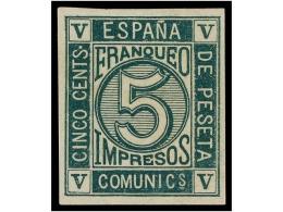 * ESPAÑA. Ed.117s. 5 Cts. Verde SIN DENTAR. MAGNÍFICO EJEMPLAR. Cat. 335€. - Sonstige & Ohne Zuordnung