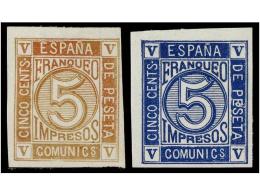 (*) ESPAÑA. Ed.117. ENSAYOS DE COLOR. 5 Cts. Castaño Amarillo Y 5 Cts. Azul. - Altri & Non Classificati