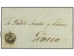 ESPAÑA. Ed.168. 1875. TARRAGONA A GENOVA. 50 Cts. Gris, Mat. Fechador De TARRAGONA. PRECIOSA. - Other & Unclassified