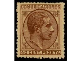 (*) ESPAÑA. Ed.195. 40 Cts. Castaño. Excelente Centraje. LUJO. Cert. GRAUS. Cat. 240€. - Other & Unclassified