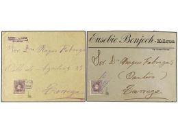 ESPAÑA. Ed.245 (2). (1905 CA.). Dos Cartas Circuladas Con Sello De 15 Cts. Castaño Violeta Con... - Other & Unclassified