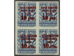 ** ESPAÑA: AYUNTAMIENTO DE BARCELONA. Ed.T 18hccs. CAMBIO DE COLOR EN LA HABILITACIÓN. 10 Cts. S.... - Other & Unclassified