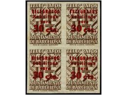 ** ESPAÑA: AYUNTAMIENTO DE BARCELONA. Ed.T 20hccs. CAMBIO DE COLOR EN LA HABILITACIÓN. 30 Cts. S.... - Andere & Zonder Classificatie