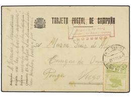 ESPAÑA: ASTURIAS Y LEON. Ed.5. 1937. ARRIONDAS A VIEGO. Tarjeta Postal De Campaña Con Sello De 5... - Autres & Non Classés