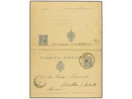 ESPAÑA ENTEROS POSTALES. Ed.28. 1893. ZARAGOZA A ALEMANIA. 15 + 15 Cts. Azul, Circulado A La Ida,... - Other & Unclassified