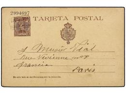 ESPAÑA ENTEROS POSTALES. 1904. Entero Postal De 10 Cts. Castaño Circulado A PARÍS, Mat.... - Sonstige & Ohne Zuordnung