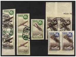 ESPAÑA: VIÑETAS. 1945. IBERIA. PRO MONTEPIO. Dos Fichas Con Viñetas De 50 Cts. Y... - Other & Unclassified