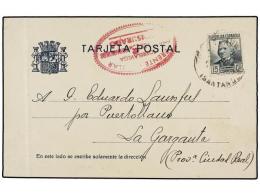 ESPAÑA GUERRA CIVIL. 1936. TORRELAVEGA A LA GARGANTA. Tarjeta Postal De 15 Cts. Verde. Marca Ovalada... - Other & Unclassified