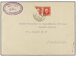 ESPAÑA GUERRA CIVIL. 1937. CARTAGENA A VALENCIA. 30 Cts. Rojo Y Sello Bisectado Para Completar Un... - Other & Unclassified
