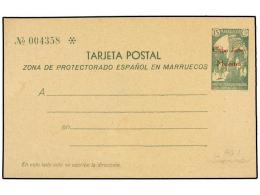 COLONIAS ESPAÑOLAS: CABO JUBY. Entero Postal De 15 Cts. Verde Habilitado MUESTRA (Ed. 1M). - Autres & Non Classés