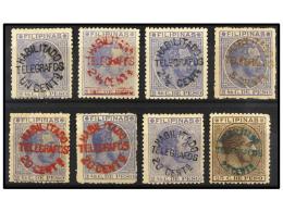 */(*) FILIPINAS. Ed.8F, J, K, M, N, P Y R. 1886. HABILITADOS PARA TELÉGRAFOS. Conjunto De Ocho... - Sonstige & Ohne Zuordnung