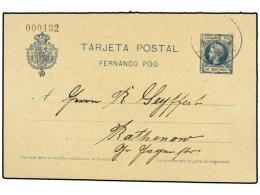 COLONIAS ESPAÑOLAS: FERNANDO POO. Entero Postal Doble 10 + 10 Cts. Azul En Usado De Favor A La Ida... - Autres & Non Classés