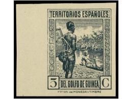 ** COLONIAS ESPAÑOLAS: GUINEA. Ed.264cc. 5 Cts. Verde Gris CAMBIO DE COLOR SIN DENTAR.... - Altri & Non Classificati