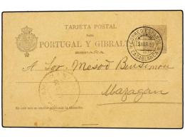 MARRUECOS. 1899. CASABLANCA A MAZAGAN. Entero Postal De 5 Cts. Verde, Mat.CORREO... - Other & Unclassified