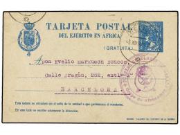 MARRUECOS. 1924. TARJETA POSTAL DEL EJÉRCITO DE ÁFRICA Circulada A BARCELONA. Marca De Franquicia... - Other & Unclassified