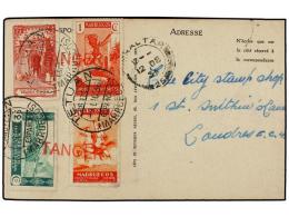 MARRUECOS. 1936. TÁNGER A LONDRES. 1 Cto., 2 Cts., 5 Cts. Y 20 Cts. Sobre Tarjeta Postal Marca... - Andere & Zonder Classificatie