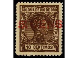 ** COLONIAS ESPAÑOLAS: RIO DE ORO. Ed.37A. 5 Cens. S. 10 Cts. Castaño VALOR... - Andere & Zonder Classificatie