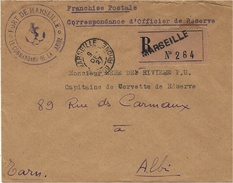 1927- Enveloppe En Franchise " Port De Marseille / Le Commandant De La Marine " Au Dos, Le Contre-Amiral ... - Poste Maritime