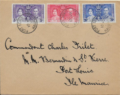 MAURITIUS - 1937 - LETTRE De PORT LOUIS Avec SERIE Du MARIAGE ROYAL - Mauritius (...-1967)