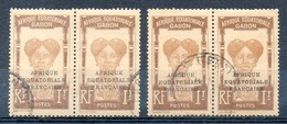 Colonies Françaises Et Protectorats (GABON) - 1924-27 - 2 Paires Du N° 105 - 1 F. Brun Et Brun Clair - Oblitérés