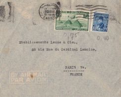 PLANE OVER GHIZA PYRAMIDS, KING FUAD, STAMPS ON COVER, 1935, EGYPT - Storia Postale