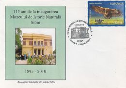 SIBIU NATURAL HISTORY MUSEUM ANNIVERSARY, SPECIAL COVER, 2010, ROMANIA - Brieven En Documenten